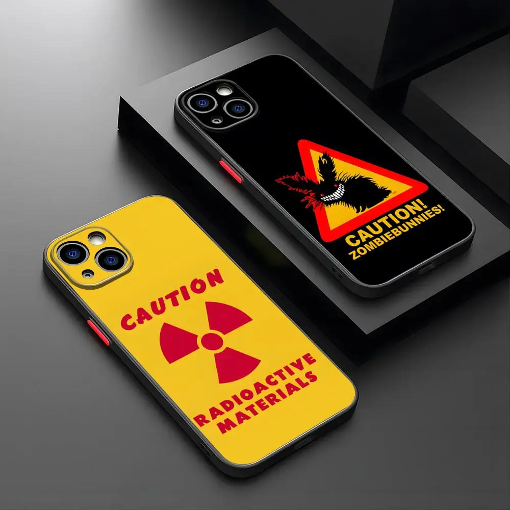 Funny Warmly Caution Sign Phone Case For IPhone 15 Plus 14 Pro Max 13 11 12 Mini Xs X Xr 7 8 Plus Se Matte Translucent Cover