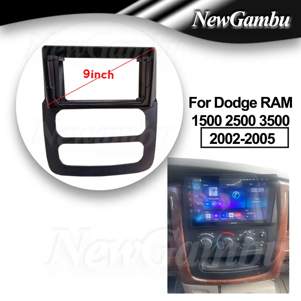9 inch For Dodge RAM 1500 2500 3500 2002-2005 Frame No Cable Adaptor Dash Trim Kits Facia Panel Radio Player Screen 2 Din