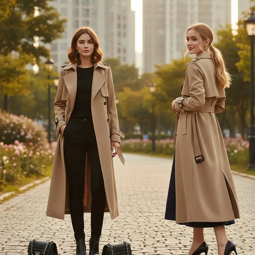 

Женский Тренч 2026 в британском стиле | Элегантная верхняя одежда средней длины до колена для миниатюрных размеров