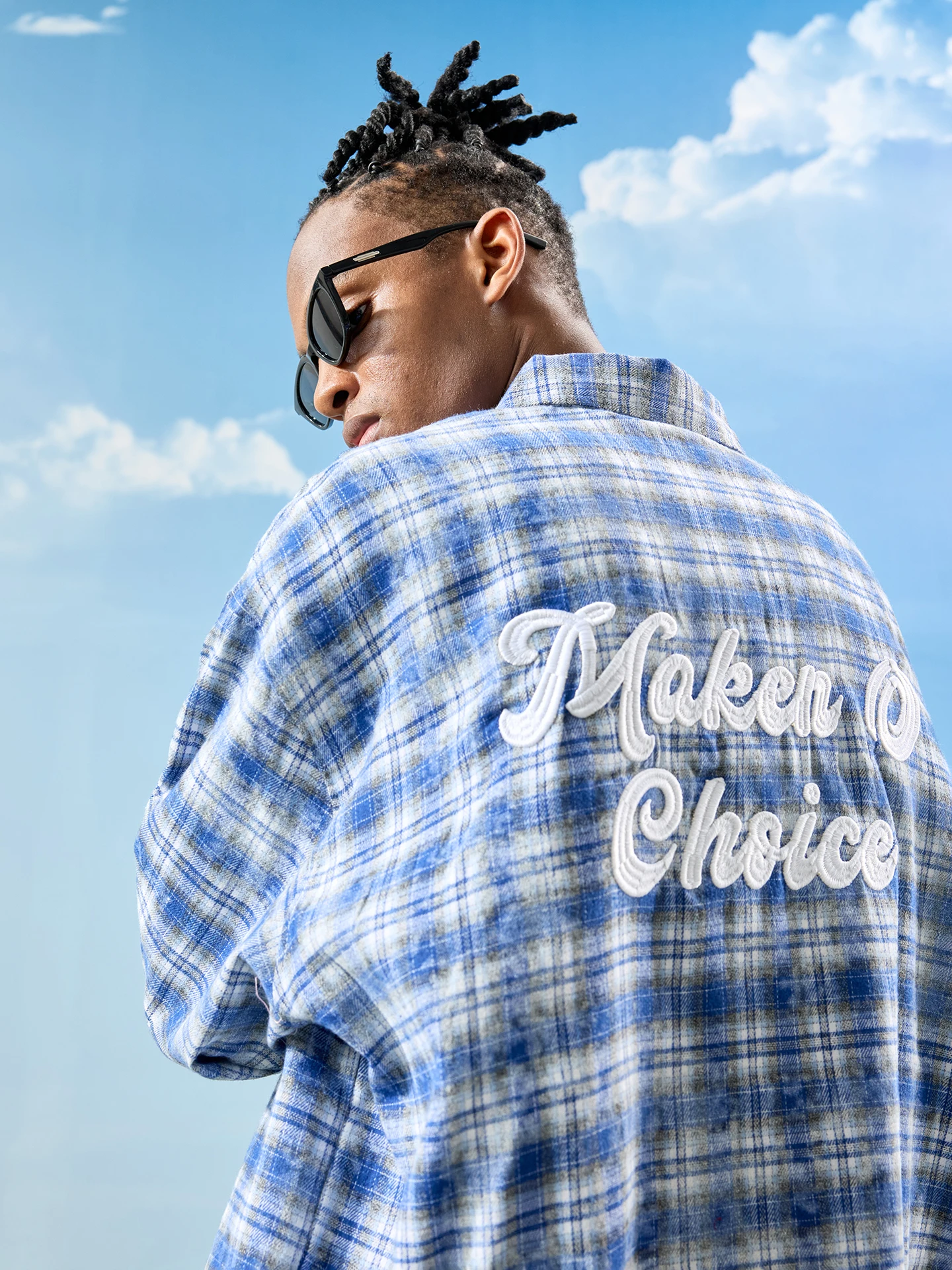 

Nuthink American Sle Street Tie Dye Plaid Long Sve irt Letter Embroidery Jaet Men's Autumn Winter New Arrival Loose Fit