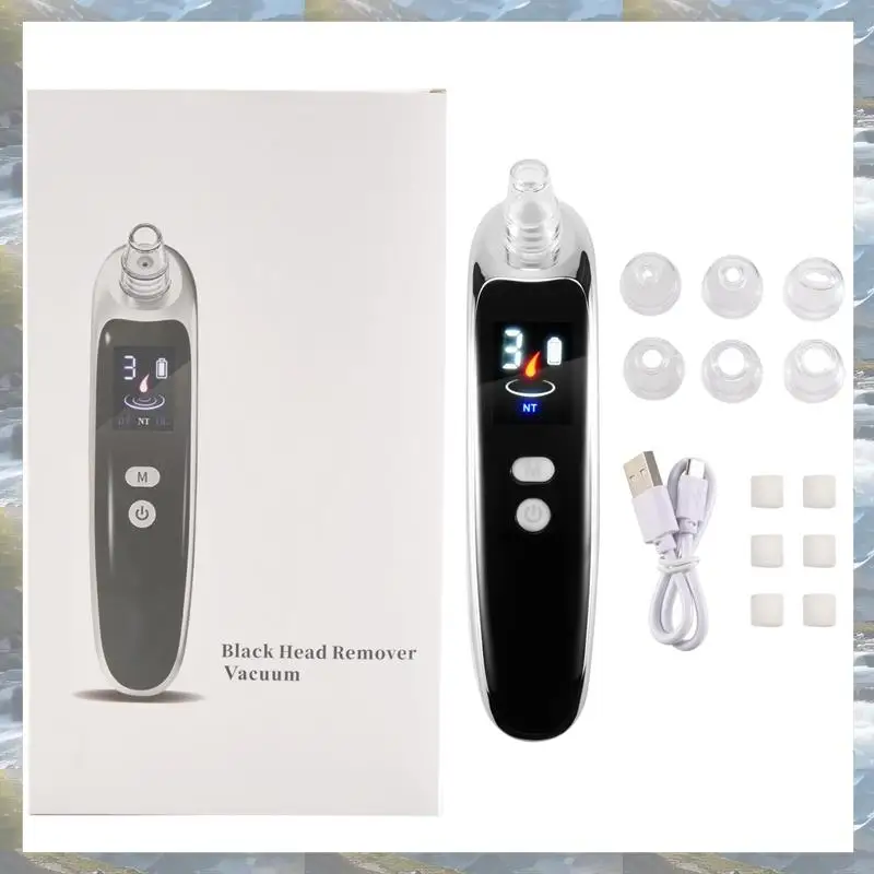 Aspirador de espinillas eléctrico para cara, nariz, acné, punto negro, espinillas, herramientas para el cuidado de la piel del poro, máquina con 6 cabezales