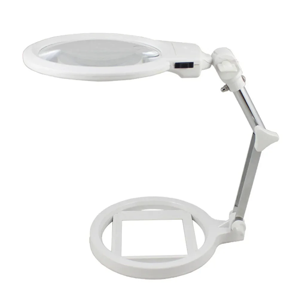 2.5X LED Metal Bracket Scale Magnifier Lamp Desk Desktop Foldable Magnifying Glass Loupe