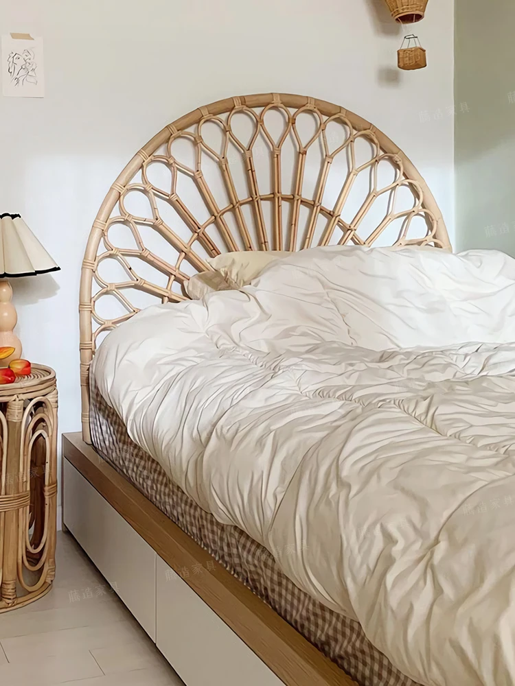 Bedside backboard B&B rattan bed backrest rattan Nordic landing hotel decorated with natural French headboard