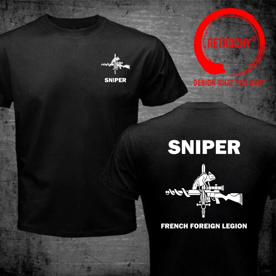 Funny Design French Foreign Legion Special Forces Sniper back black 002  Shirt Men Fashion Trendy Casual Clothing Stylish Tops