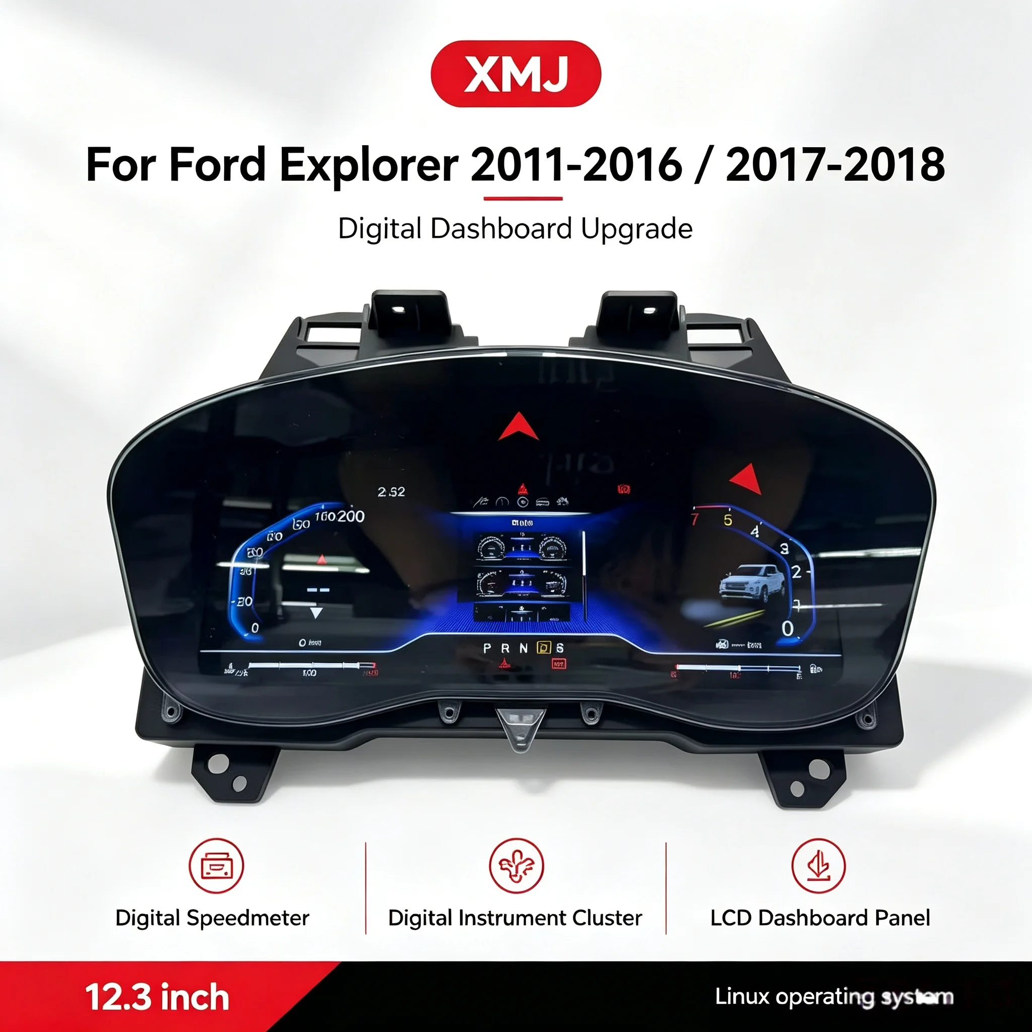 Digital Instrument Cluster For Ford Explorer 2011 - 2018 Speedometer Dashboard Cockpit Virtual Instrument 12.3' Full LCD CarPlay