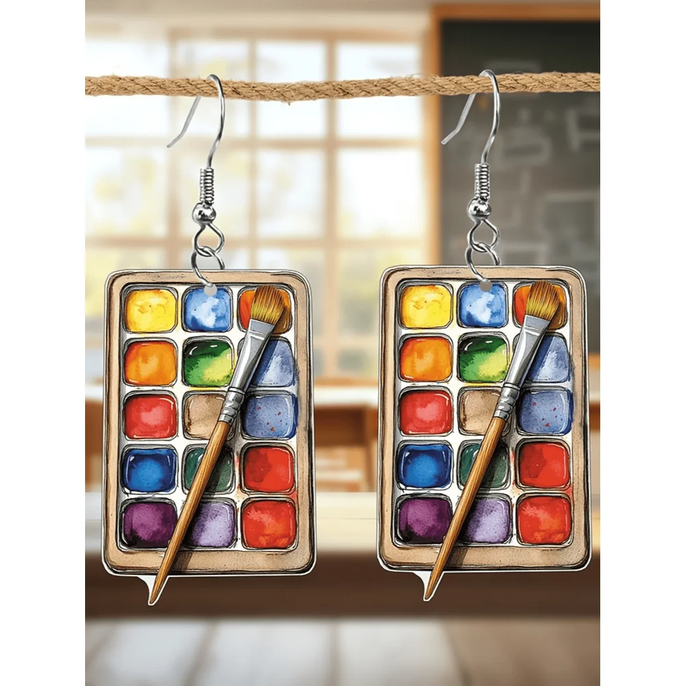 Pair Acrylic 2D Book Pendant Earrings For Book Lovers, Ideal For Casual Accessories, Christmas, School, Graduation, Valentines