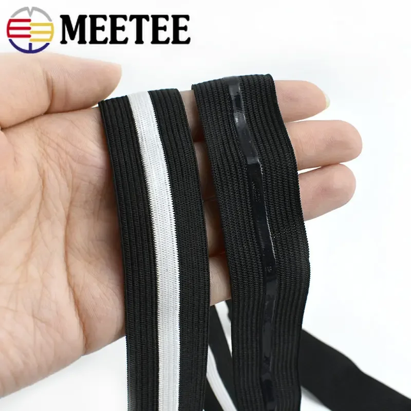 5/10Meters 25mm Non-slip Black White Stripe Elastic Bands Silicone Rubber Tape Sport Clothes Wrist Headband Sewing Accessories