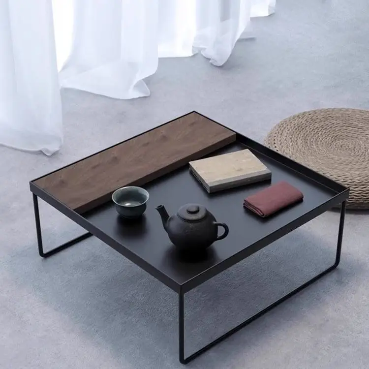 Nordic simple modern creative Japanese coffee table wrought iron bed and breakfast tatami bay window dry bubble square