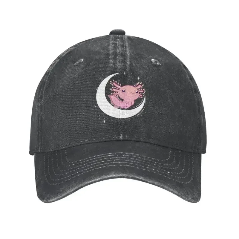 Fashion Cotton Cute Axolotl On The Moon Baseball Cap Men Women Adjustable Salamander Animal Dad Hat Sun Protection Hat