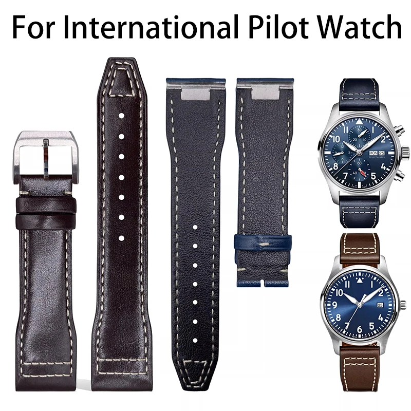 20mm 21mm For IWC Pilot Strap Quick Release Genuine Leather Mark New 41 Little Prince Spitfire Fighter Watch Strap for M