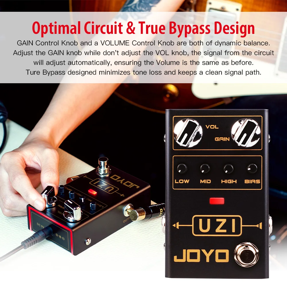 JOYO R-03 Distortion Guitar Pedal 3-band EQ High Gain Distortion Pedal Between British and American Designed for Heavy Metal