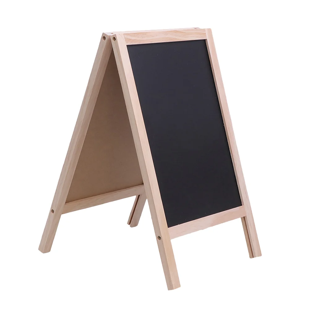 Quadro-negro de madeira para crianças, quadro de mensagens lateral duplo, visor branco e preto, lousas para balcão de bar