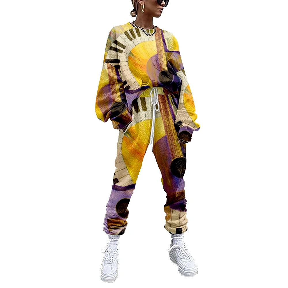 Women Tracksuit 2 Piece Outfit Sweatshirt+Straight Sweatpants Matching Set Vintage Art Paintings Fitness Sporty Streetwear 18