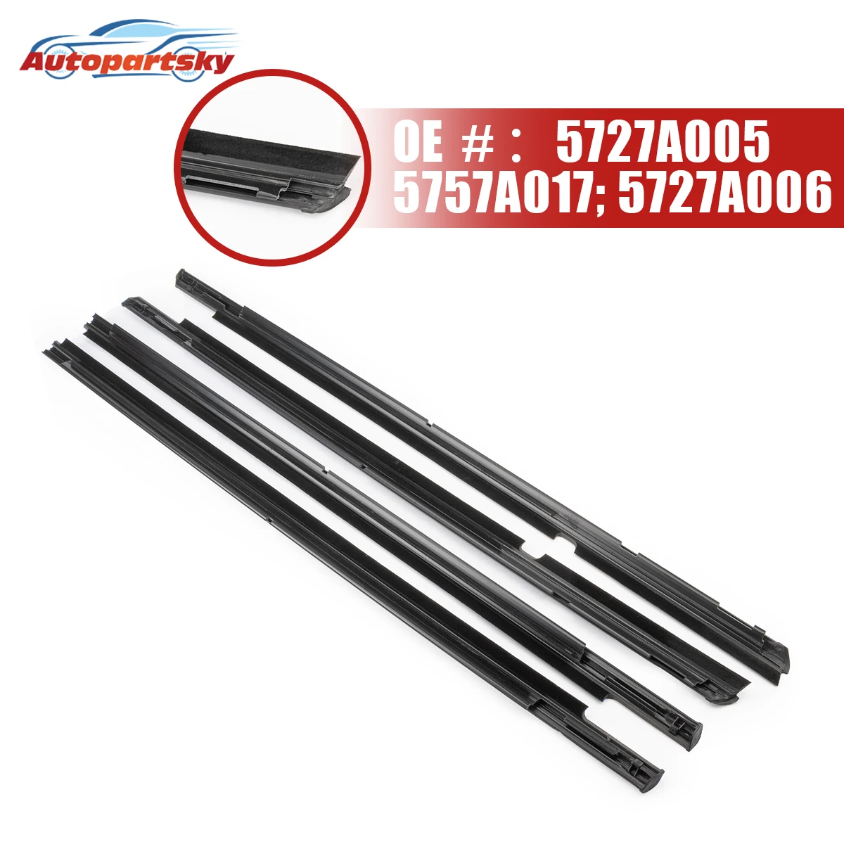 

4Pcs 5727A005 5727A006 5757A017 For Mitsubishi Lancer CY CX For Fortis Evo Outside Window Glass Rubber