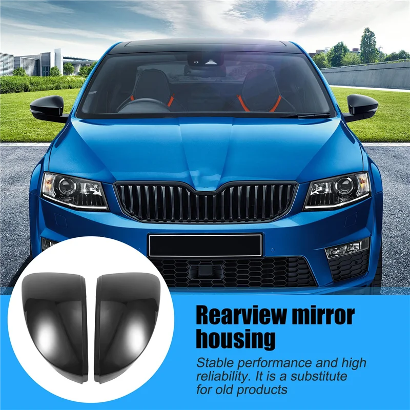 A45f-preto brilhante espelho retrovisor do carro cobre tampas de espelho lateral para skoda octavia mk3 a7 5e 2014-2019 para T-ROC