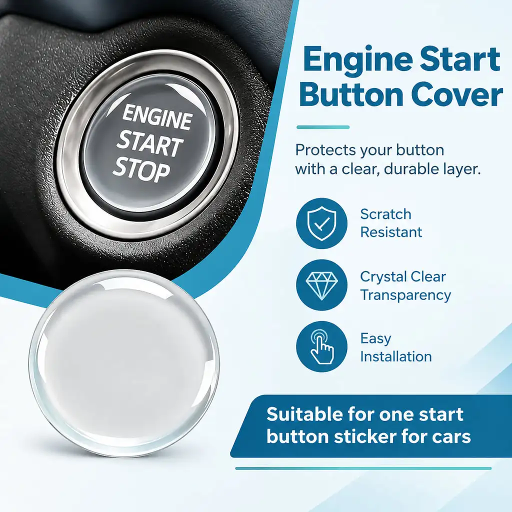 LANKE Car Engine Start Stop Button Cover High Transparency Scratch Resistant Waterproof Protective Cap Fit For Sedan SUV Truck