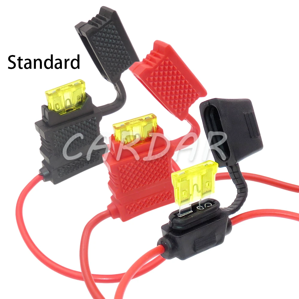 1 Set Medium Auto Waterproof In-line Blade Type Fuse Holder AC Assembly 14AWG 17AWG Standard Middle Fuse Box with Cover