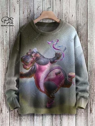 PLstar Cosmos-suéter con estampado 3D de animales, suéter con patrón de cocodrilo Koi, hipopótamo divertido, informal, Unisex