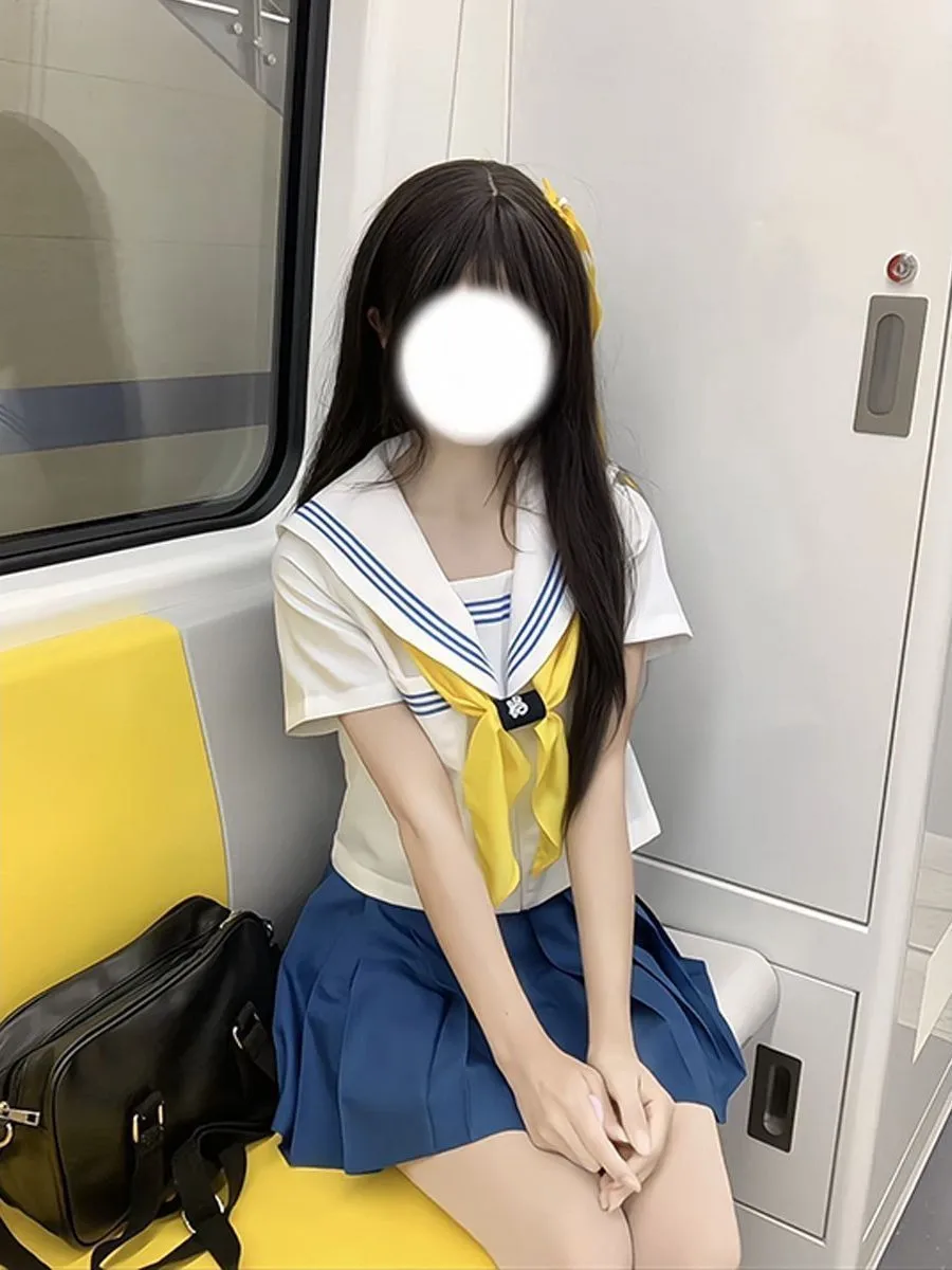 Japanese Style JK Uniform Summer New Navy Collar Short Sleeve Sailor Suit School Spirit Pleated Skirt White Collar Blue Three...