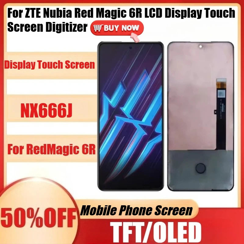 

NEW TFT/OLED For ZTE Nubia Red Magic 6R LCD Display Touch Screen Digitizer For RedMagic 6r NX666J LCD Fingerprint