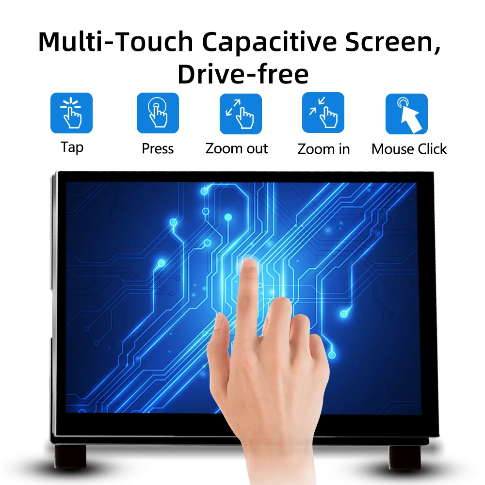 iPistBit 7 inch IPS LCD TFT Display HDMI Touch Screen 1024x600 Resolution Capacitive Touch Screen for Raspberry Pi 5 4 3 3B+ 2