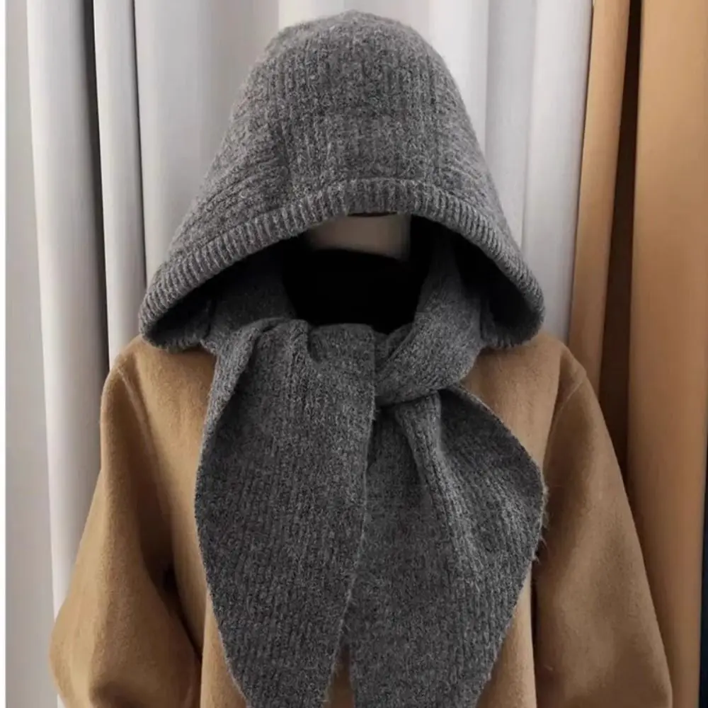 Passamontagna invernale lavorato a maglia Cappello con cappuccio ispessito Berretto di protezione per le orecchie Accessori invernali in un unico pezzo Sciarpa di protezione del collo Stile Y2K