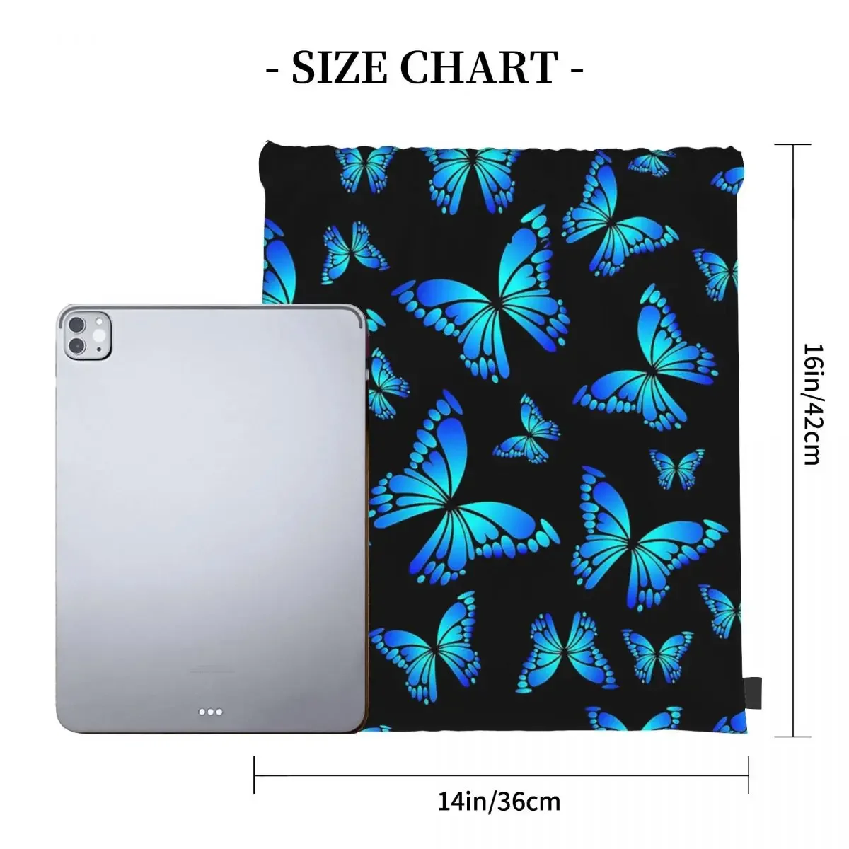 Blue Butterfly , Beautiful Butterfly Backpacks Drawstring Bags Drawstring Bundle Pocket Storage Bag BookBag For Travel School