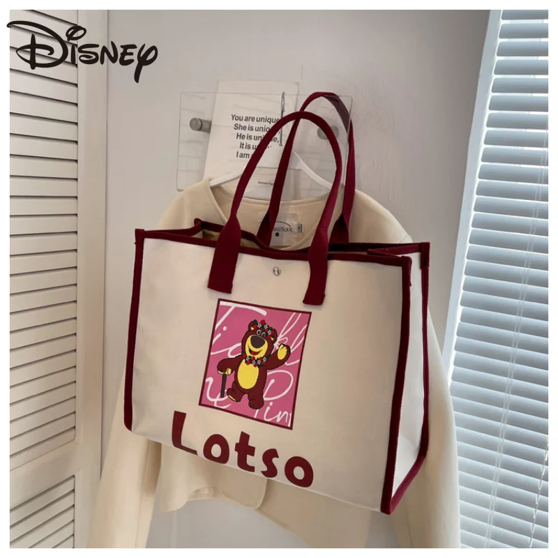 MINISO Disney Donald Duck Canvas Tote Bag Female Large Capacity Cartoon Versatile Mickey Handy Shoulder Bag Purses and Handbags