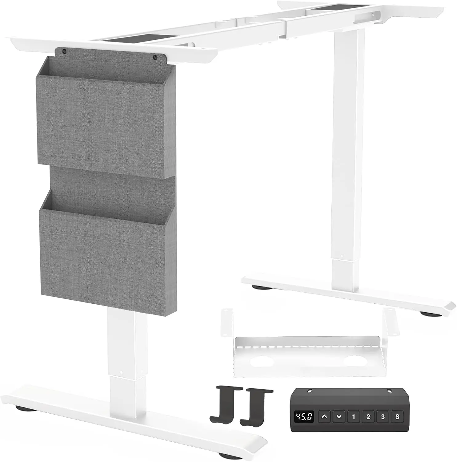Dual Motor Standing Desk Frame 256 Lbs Capacity Cable Management Tray
