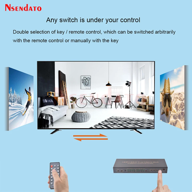 4K HDMI Matrix 2X4 Splitter 4K 60Hz 2 In 4 Out HDMI Splitter Switcher Audio Extractor ARC AUX SPDIF Scale Down สำหรับ PS5/4 TV DVD