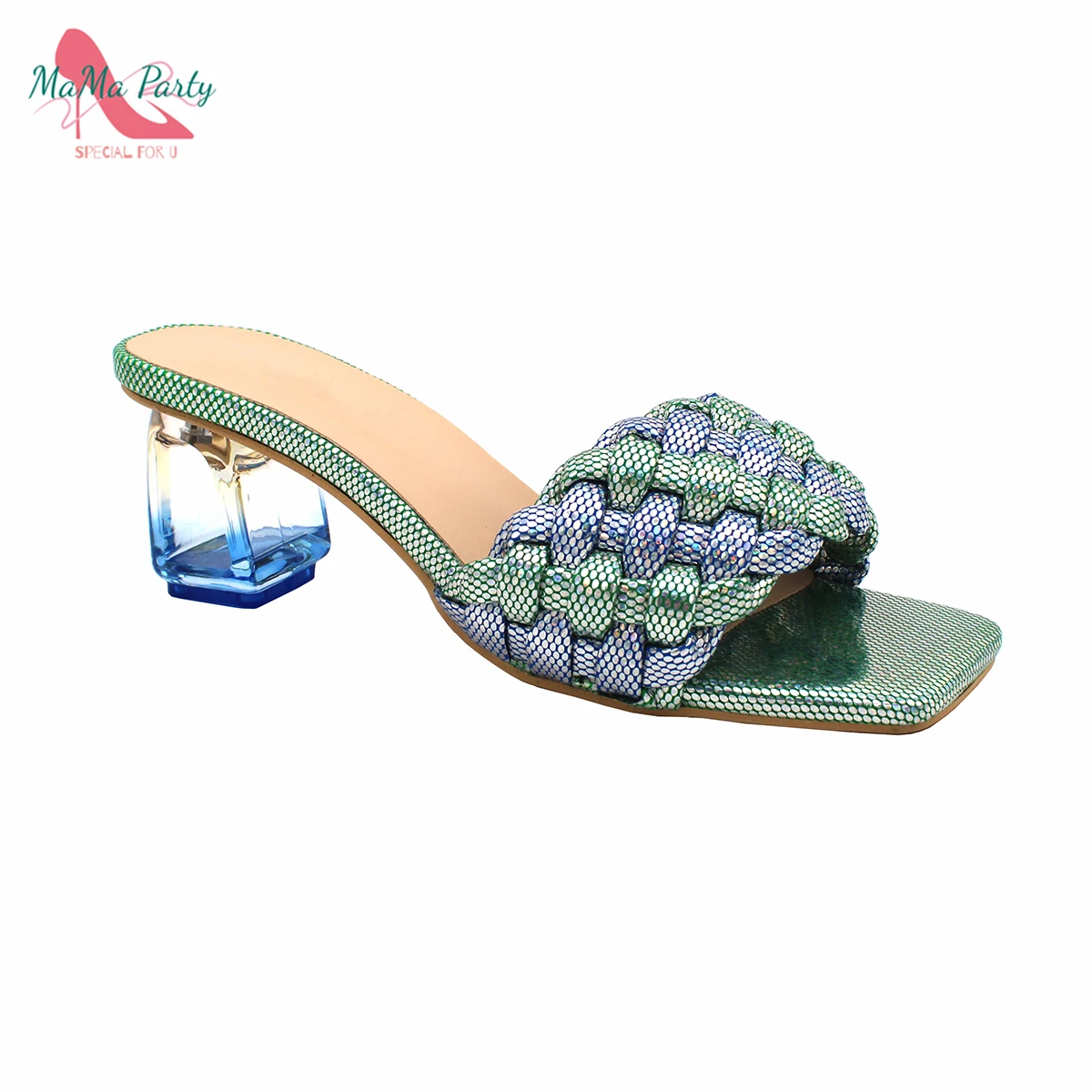 

2024 Italian Women Design Square Toe Summer INS Hot Sale Mature African Lady Slipper for Party