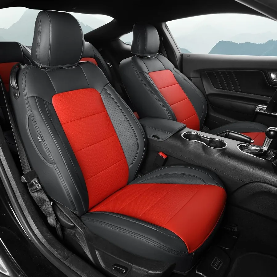 

Customized Full Set Car Seat Covers Fit Mustang Coupe Hardtop 2015 2016 2017 2018 2019 2020 2021 2022 2023 2024 2025 Black+Red