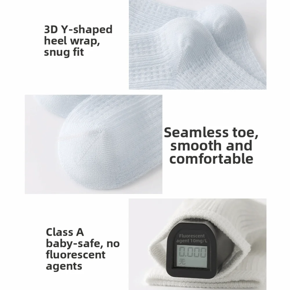 4 Pairs Combed Cotton Newborn Socks Breathable Multi-pattern Mid-calf Socks Thin Boneless Construction Summer Socks