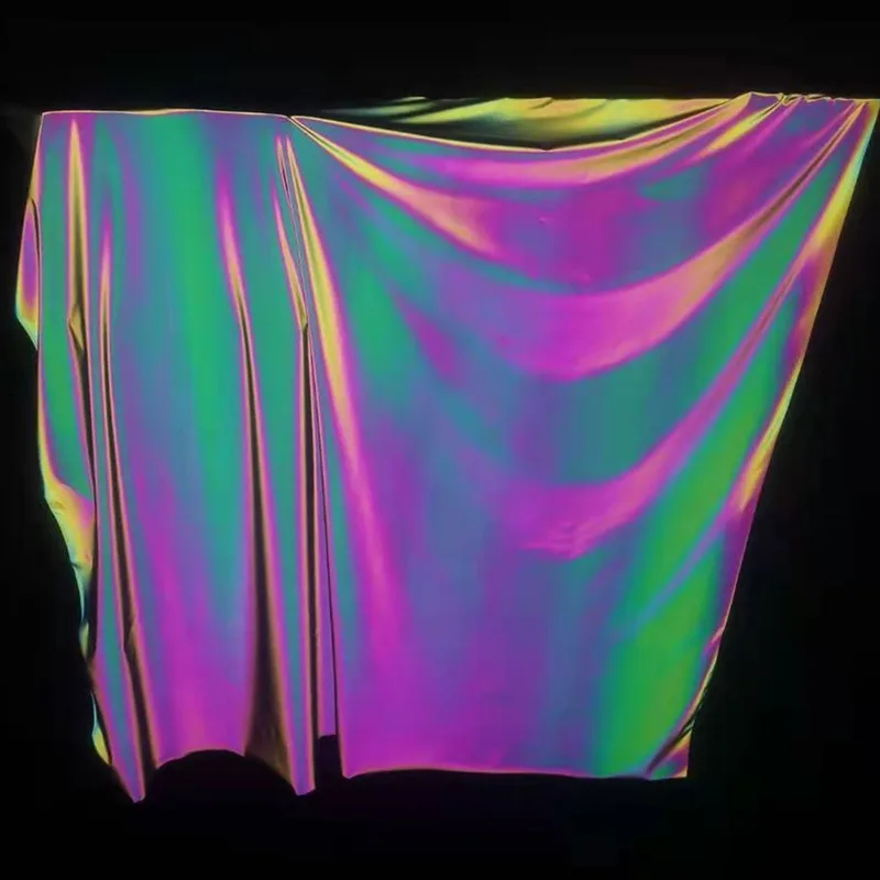 Gradient Color DIY Make For Clothes Garment Colorful Rainbow Reflective Fabric Glow in Dark Fabric Magic Material for Sewing