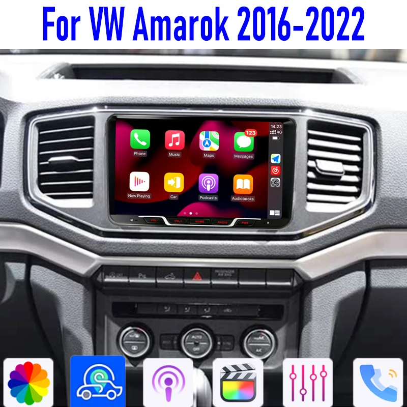 

4-64GB GPS 9'' For VW Amarok 2016-2022 Wireless Carplay Android 15 Car Radio Head Unit Intelligent System GPS WIFI BT Google Map