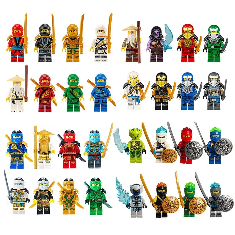 Building blocks gold ninja humanoid dolls educational splicing toys mini characters children's birthday gifts cartoon characters