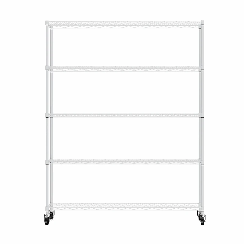 5 tiers of heavy-duty adjustable shelving and racking with a 300 lb. weight capacity per wire shelf for warehouses, supermarkets