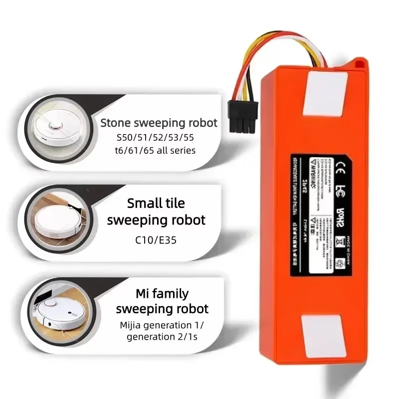 Reemplazo de batería de aspiradora para Xiaomi Roborock S50 S51 S55 T60 E352-00 S502-00 C10 E20 E35 14,4 V 5.2AH SC baterías