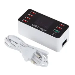 40W Quick Charge QC3.0 Fast Charging Adapter 8 ports Type C PD20W USB Charger Station Phone Tablets Destop Smart Display Charger