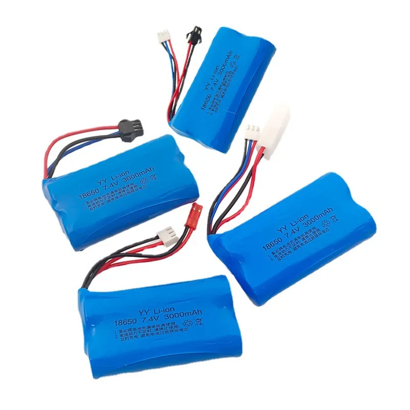 7.4V 3000mAh 2S 18650 Lithium Battery for Udi U12A Syma S033g Q1 H100 H101 H102 FT009 RC Boat Model Parts EL-2P/SM/JST Plug