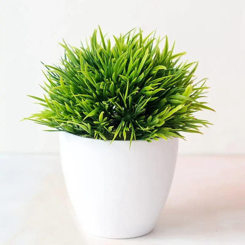 Artificial Plants Potted Green Bonsai Small Tree Grass Plants Pot Ornament Fake Flowers for Home Garden Decoration Wedding Party