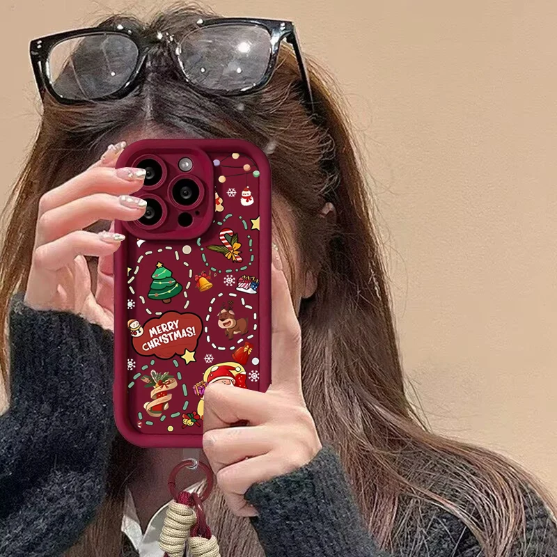 かわいいクリスマスレッドチェーンケース Huawei Honor 90 200 300 400 Lite Pro X9B X9A 8X X9 X7A X6A X8C X7B X8A X8 Magic 6 5 PRO用カバー