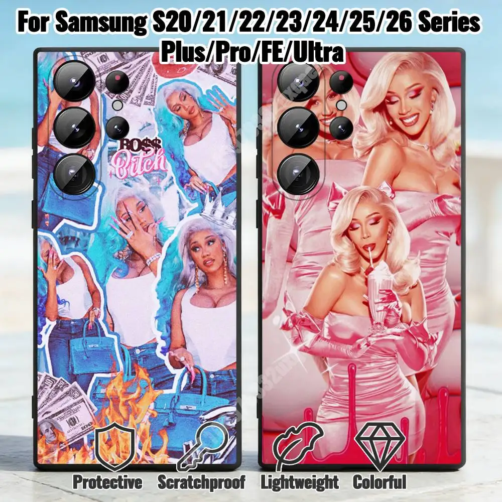 Rap Queen C-Cardi Belcalis-S Phone Case for Samsung Galaxy S30 26 25 S24 23 22 S21 20 Ultra Plus FE Lite Fundas Matte