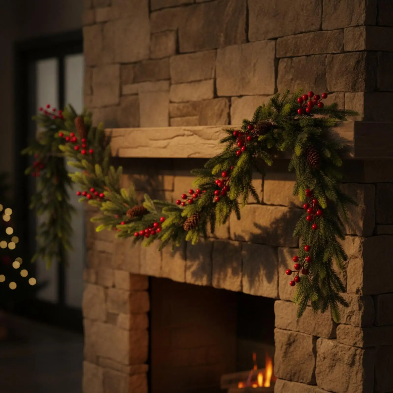 Berry Cluster Holiday Garland for Staircase Draping and Mantelpiece Seasonal Arrangements