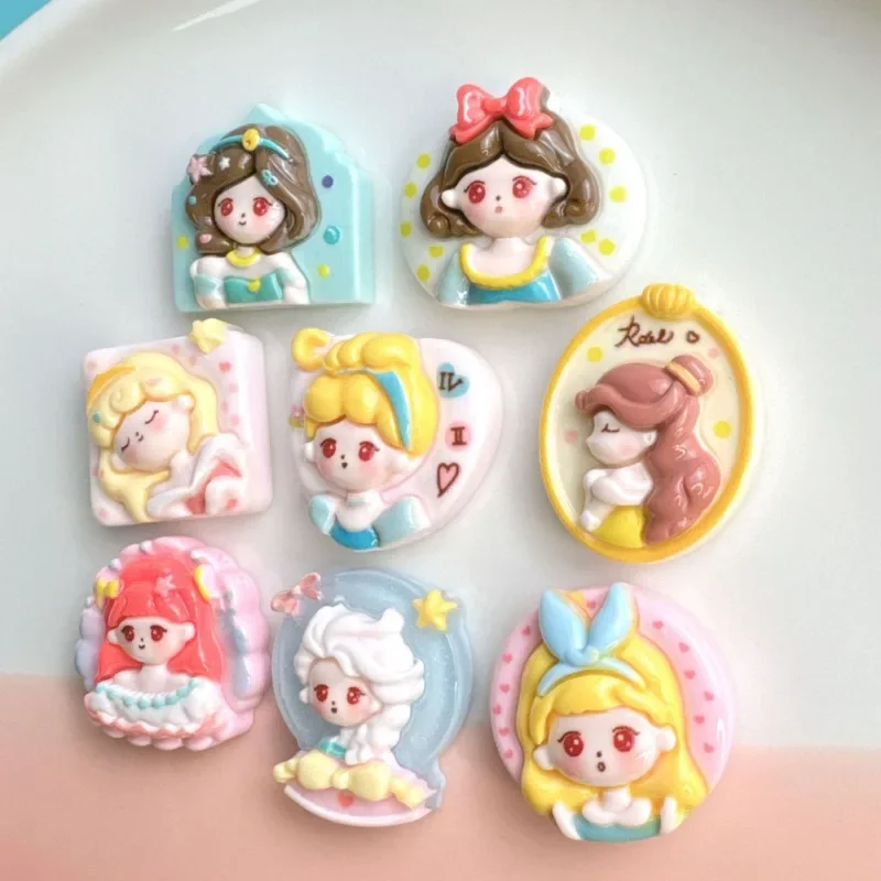 Cartoon Anime Disney Snow White Resin Patch Cute Elsa Handmade DIY Phone Case Keychain Hairclip Charm Accessories Materials