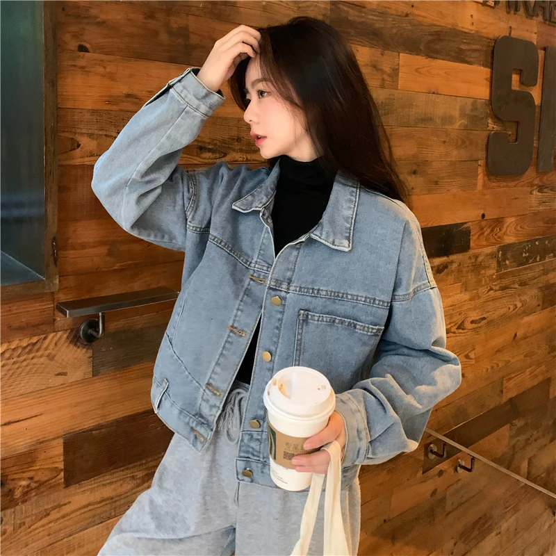 Light blue denim jacket single style