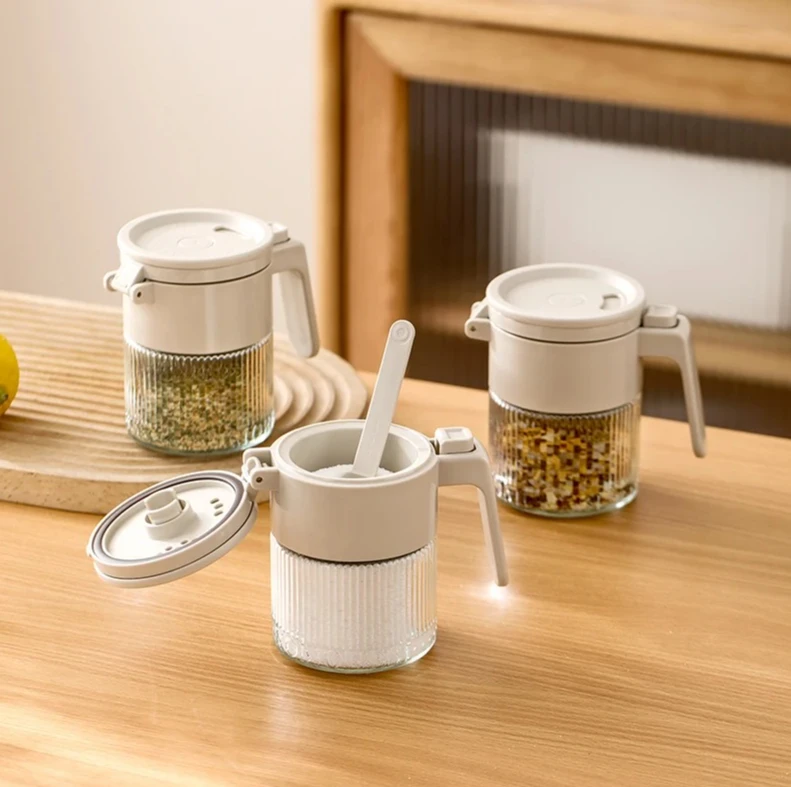 

3pcs Kitchen Household Condiment Container Glass Chili Spice Utensils Dual-Purpose Salt Seasoning Shaker Bottle