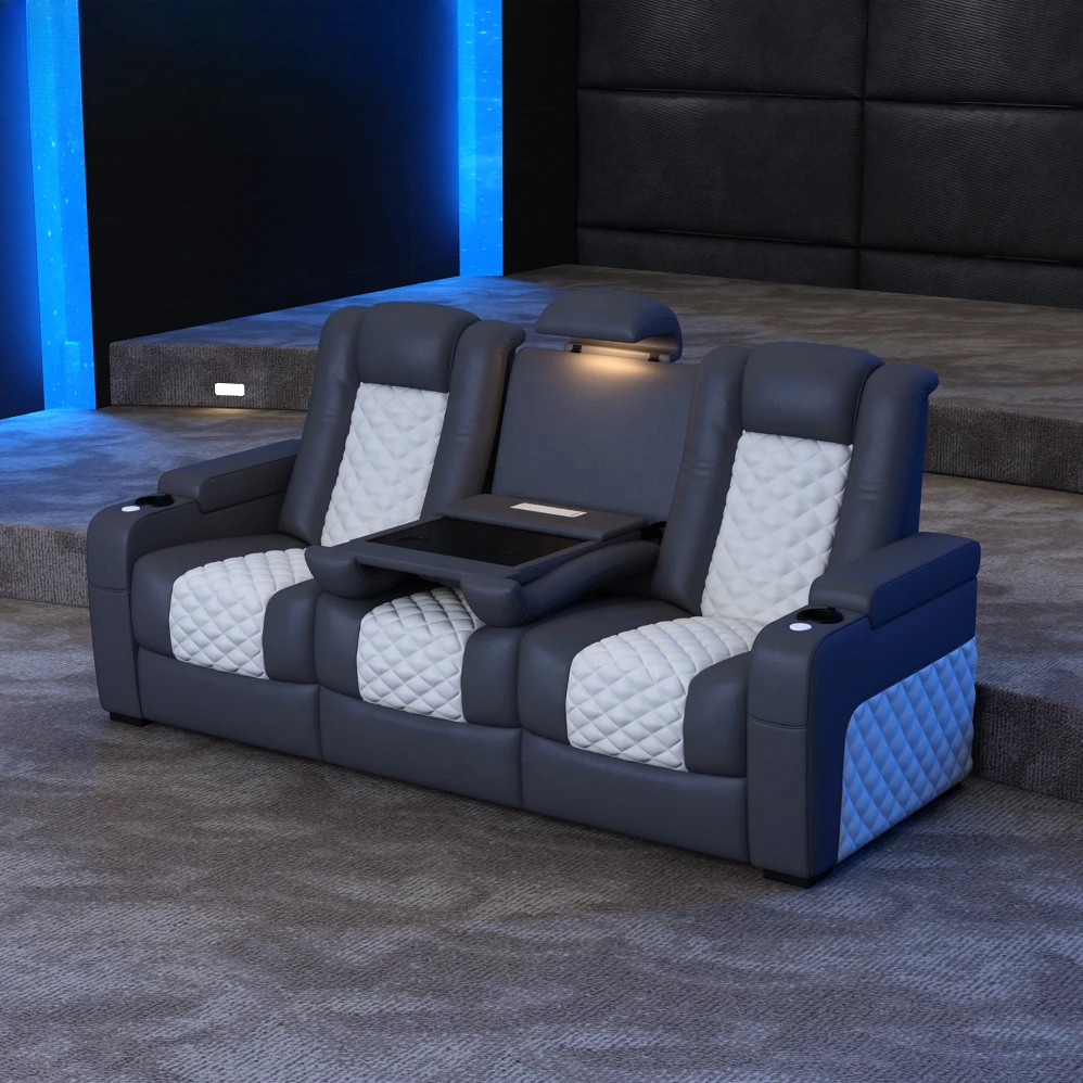 Furniture multi-functional luxury cinema sofa real leather massage electric recliner lounge customized theater chairs