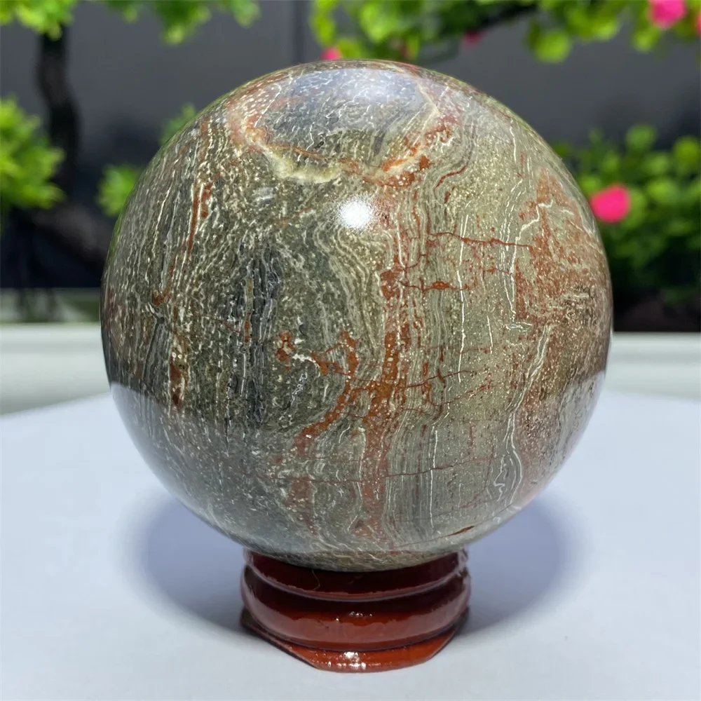 Natural Crystal Rainbow Moss Agate Ball Gem Healing Reiki Energy Minerals Stone Hand-Polished Home Decoration