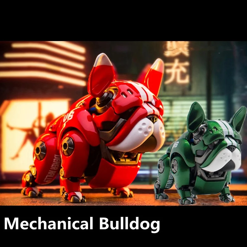 Transformation Robot Dog Action Figures Brinquedos para crianças e adultos, buldogue mecânico vermelho e verde, brinquedos modelo de coleção, presentes de aniversário